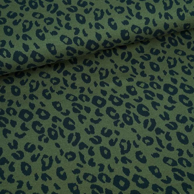 Hovedbilde Økologisk bomullsjacquard, leopard skogsgrønn