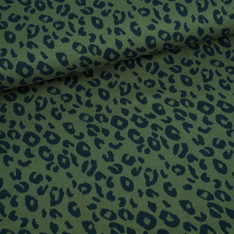 Økologisk bomullsjacquard, leopard skogsgrønn