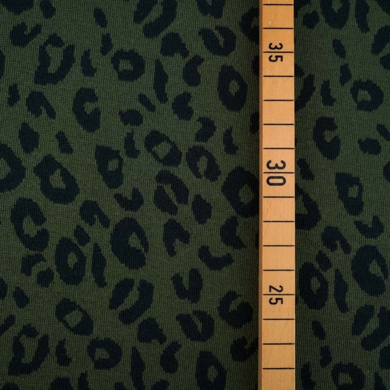Økologisk bomullsjacquard, leopard skogsgrønn